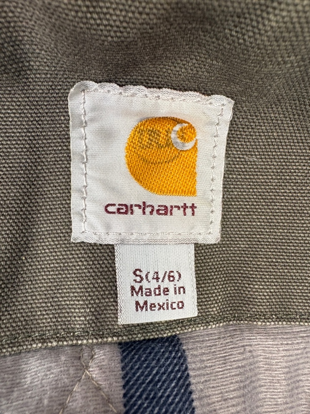 Carhartt Sherpa Lined Jacket Women’s Small 4/6 Olive Canvas Workwear Coat - Picture 6 of 10